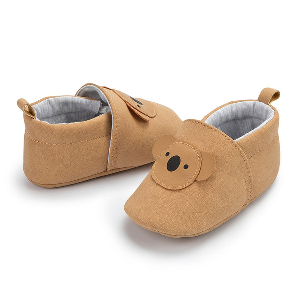 6 to 12 Months Baby Boys & Girls Synthetic Leather Shiny Shoes, Teddy Face Booties (Brown)-BT4661