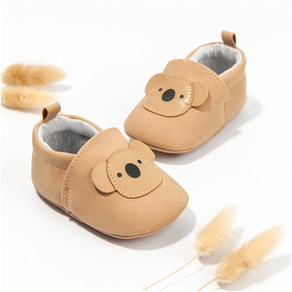 6 to 12 Months Baby Boys & Girls Synthetic Leather Shiny Shoes, Teddy Face Booties (Brown)-BT4661