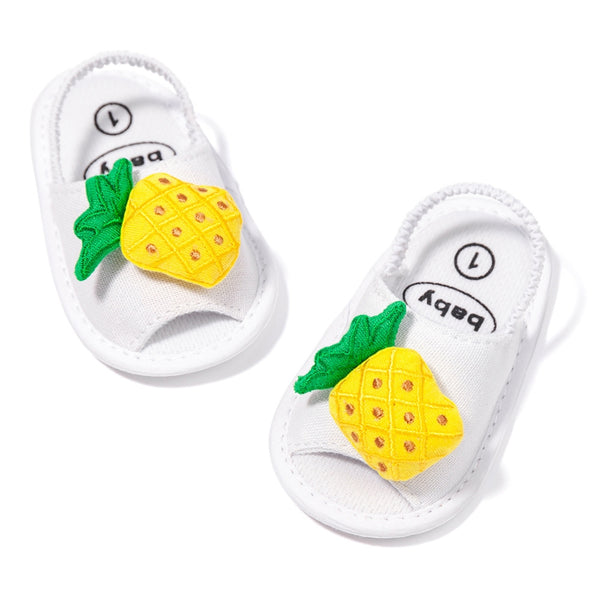 Neska Moda 6 to 12 Months Baby Girls Anti-Slip Pineapple Face Sling Back Design Sandal (White)-BT4693