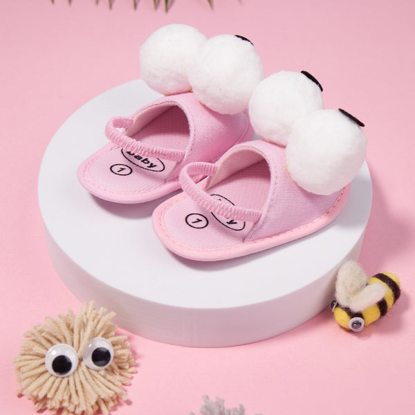 Neska Moda 6 to 12 Months Baby Girls Anti-Slip Tweety Face Sling Back Design Sandal (Baby Pink::White)-BT4695