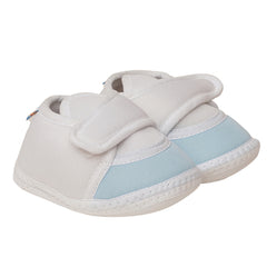 6 To 12 Months Baby Boys & Baby Girls Cute Soft Cotton Pre-Walker Sports Booties (White,Blue)