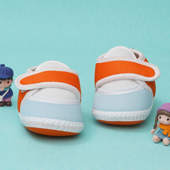 6 To 12 Months Baby Boys & Baby Girls Cute Soft Cotton Pre-Walker Sports Booties (Orange,Blue)