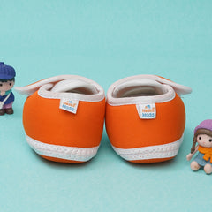 6 To 12 Months Baby Boys & Baby Girls Cute Soft Cotton Pre-Walker Sports Booties (Orange,Blue)