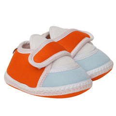 6 To 12 Months Baby Boys & Baby Girls Cute Soft Cotton Pre-Walker Sports Booties (Orange,Blue)