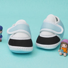 6 To 12 Months Baby Boys & Baby Girls Cute Soft Cotton Pre-Walker Sports Booties (Blue,Black)
