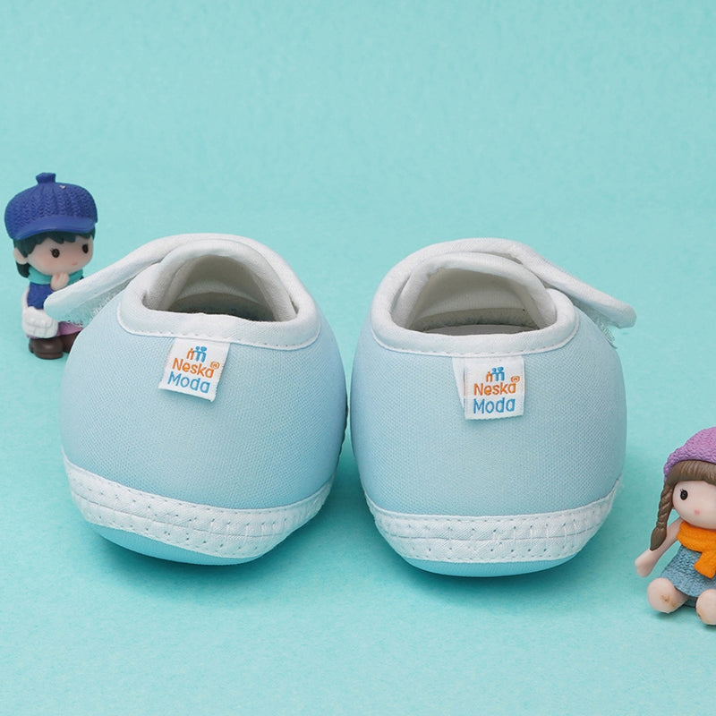 6 To 12 Months Baby Boys & Baby Girls Cute Soft Cotton Pre-Walker Sports Booties (Blue,Black)