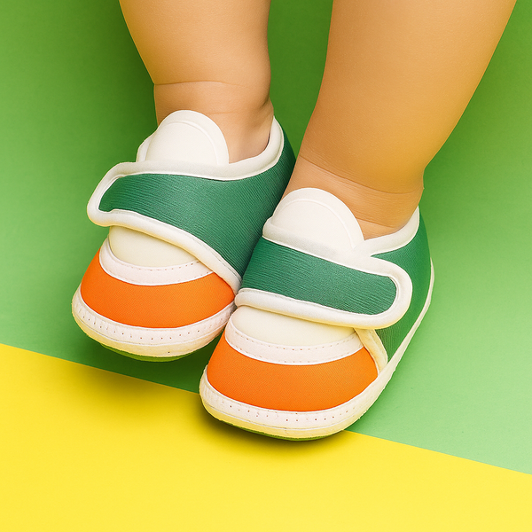 6 To 12 Months Pack Of 1 Baby Boys & Girls Cotton Booties (White,Green,Orange)-BT4748