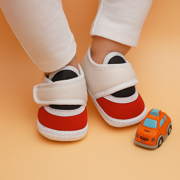 6 To 12 Months Pack Of 1 Baby Boys & Baby Girls Cotton Booties (White,Black,Red)-BT4765