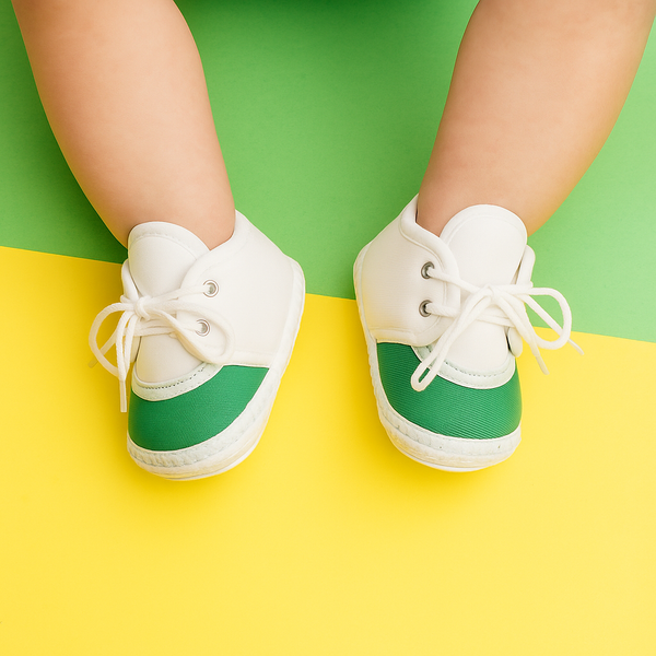 6 To 12 Months Pack Of 1 Baby Boys & Baby Girls Cotton Booties (White,Green)-BT4776