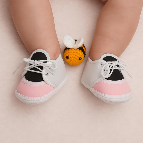 6 To 12 Months Pack Of 1 Baby Boys & Baby Girls Cotton Booties (White,Black,Pink)-BT4779