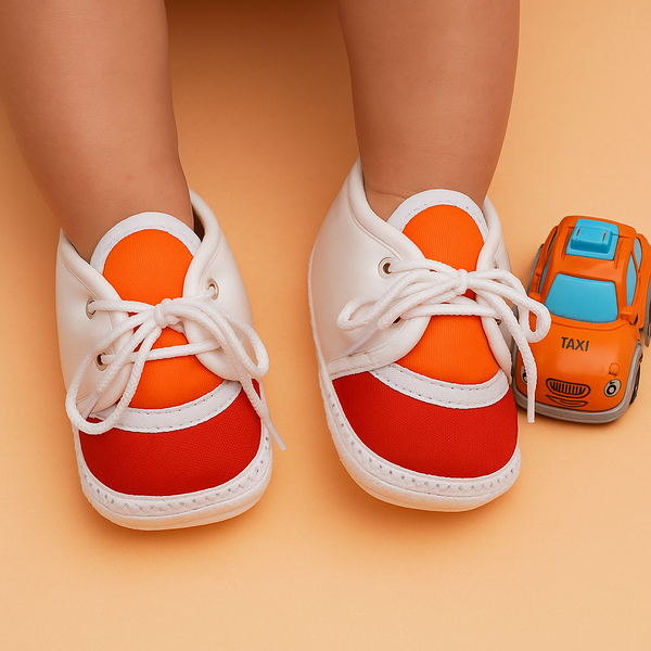 6 To 12 Months Pack Of 1 Baby Boys & Baby Girls Cotton Booties (White,Orange,Red)-BT4781