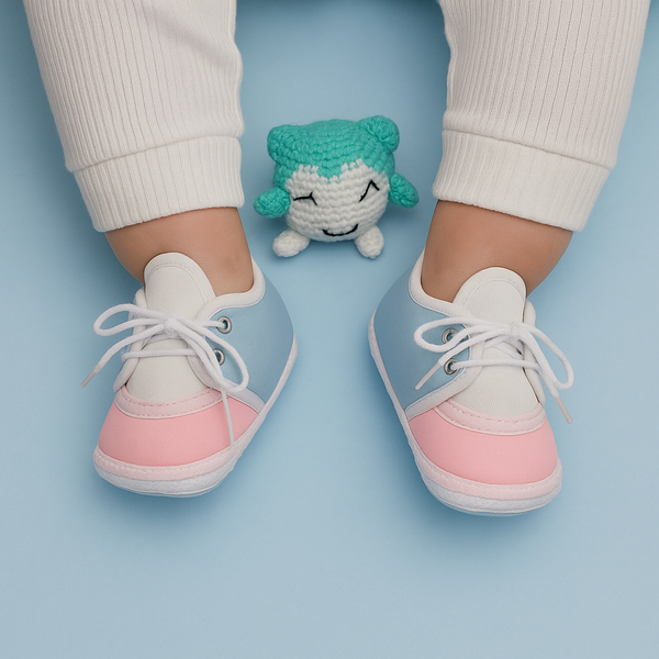 6 To 12 Months Pack Of 1 Baby Boys & Baby Girls Cotton Booties (White,Blue,Pink)-BT4793