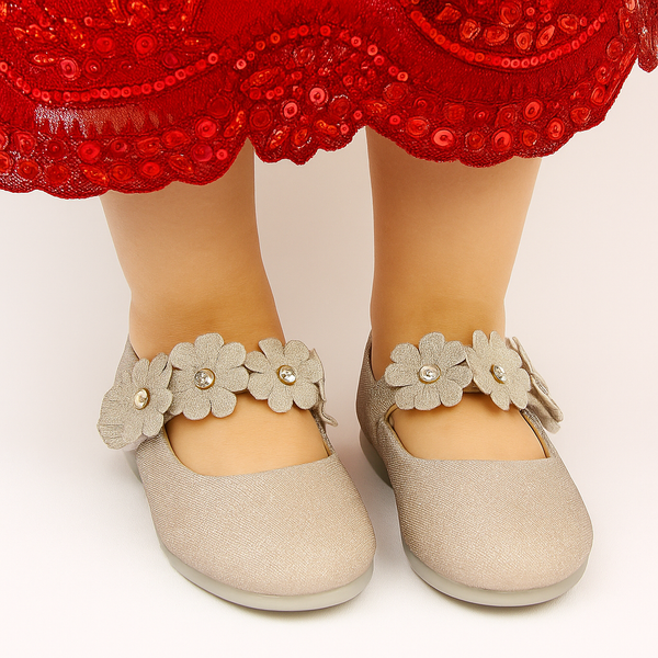 Synthetic Leather Ballerinas/Belly Sandal/Booties for Girls (Beige)-BT4804