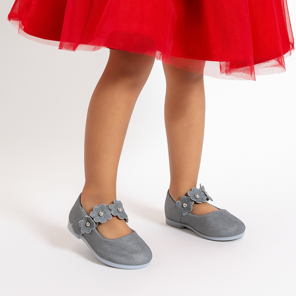 Synthetic Leather Ballerinas/Belly Sandal/Booties for Girls (Grey)-BT4807