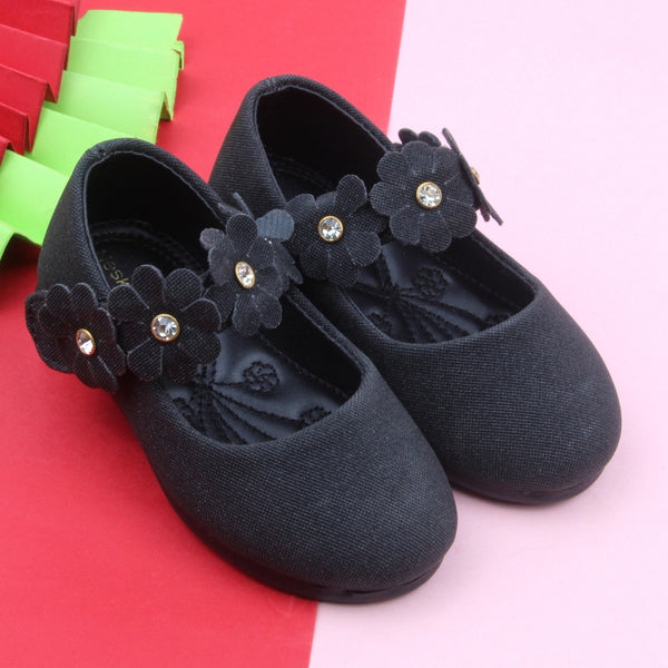 Synthetic Leather Ballerinas/Belly Sandal/Booties for Girls (Black)-BT4813