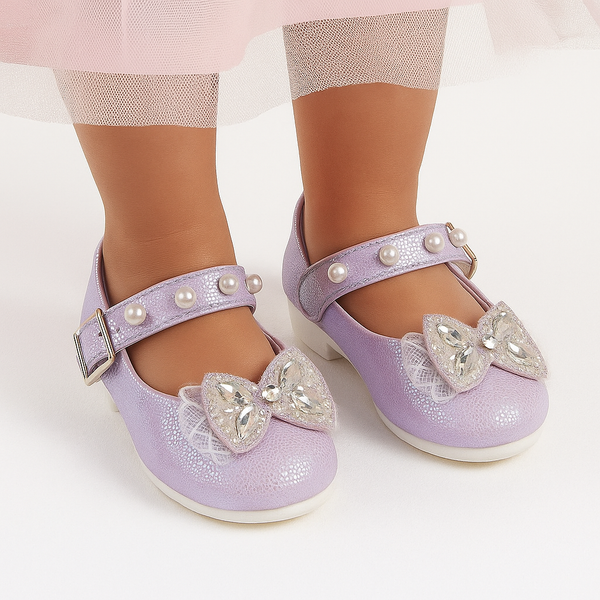 Synthetic Leather Ballerinas/Belly Booties for Girls (Purple)-BT4852