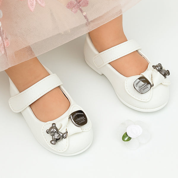 Synthetic Leather Ballerinas/Belly Sandal/Booties for Girls (White)-BT4864