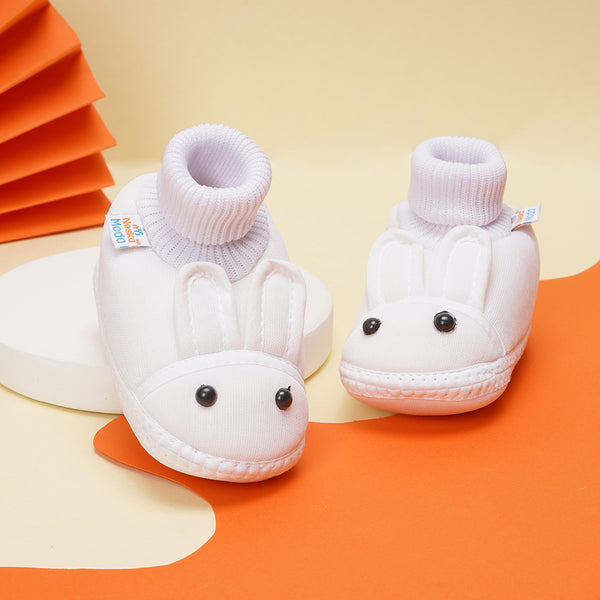0 To 6 Months Pack Of 1 Baby Boys & Baby Girls Cotton Kids Shoe/Booties (White)-BT4888