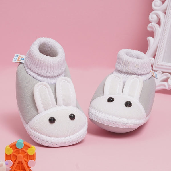0 To 6 Months Pack Of 1 Baby Boys & Baby Girls Cotton Kids Shoe/Booties (Grey)-BT4889
