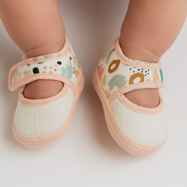 6 To 12 Months Pack Of 1 Baby Girls Cotton Belly Sandal (Orange,White)-BT4916