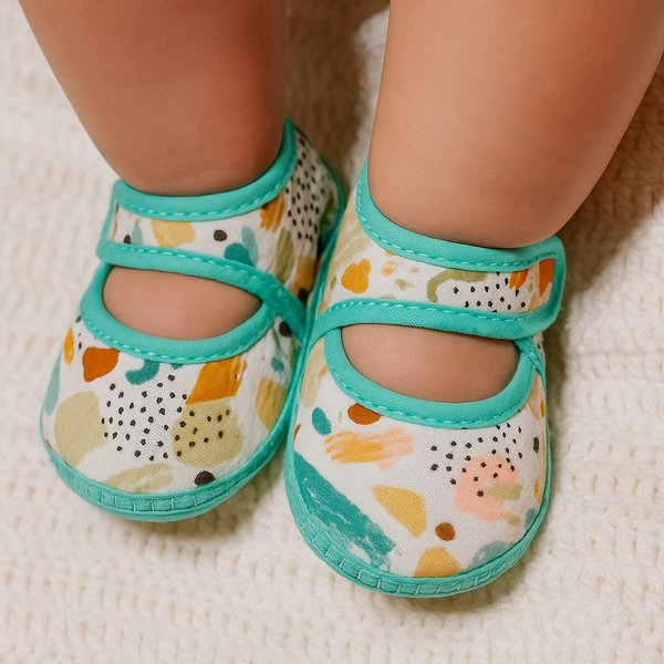 6 To 12 Months Pack Of 1 Baby Girls Cotton Belly Sandal (Green,White)-BT4920
