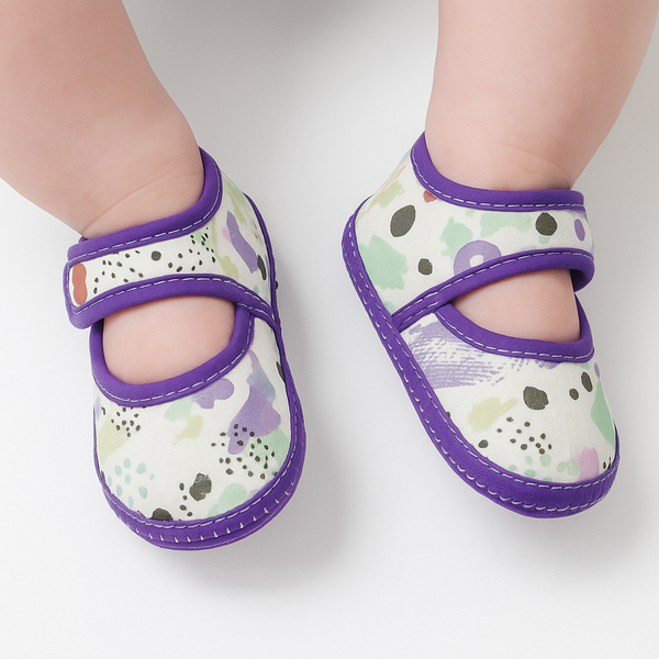 6 To 12 Months Pack Of 1 Baby Girls Cotton Belly Sandal (Purple,White)-BT4921