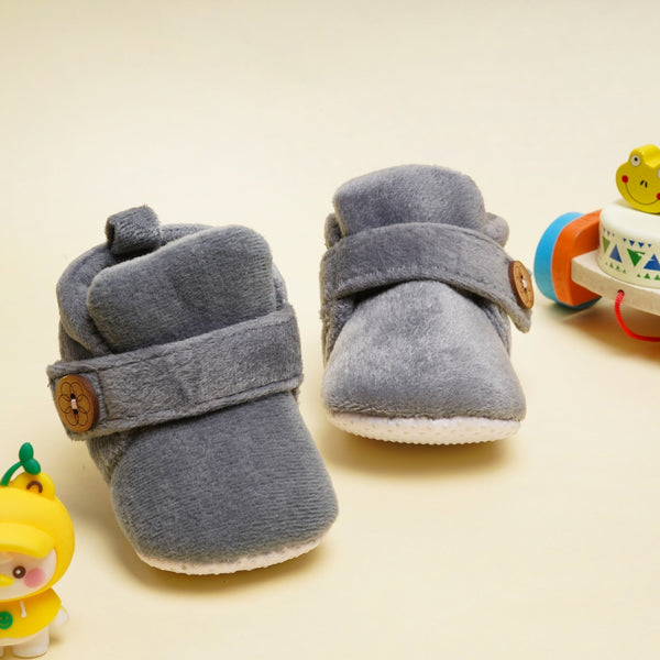 Baby Boys & Baby Girls 6-12M Velvet Velcro Booties - Grey