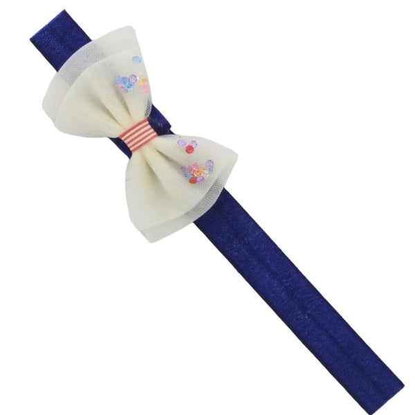 3 Months to 6 Years Baby Girls Cotton Soft Hair Band/Head Band Bow Design Hair Band (Blue)