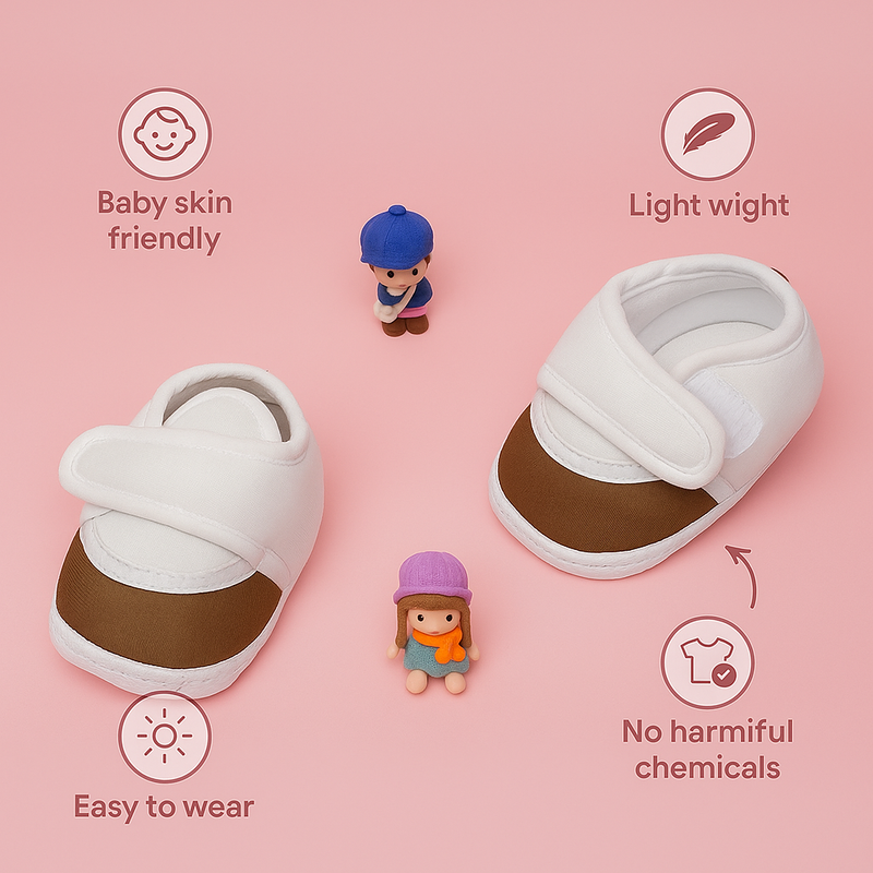 6 To 12 Months Baby Boys & Baby Girls Cute Soft Cotton Pre-Walker Sports Booties (Brown)-BT4706