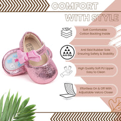 6 To 12 Months Newborn Baby Girls Belly Shoe Anti-Slip Sandal Booties (Pink)-BT4552