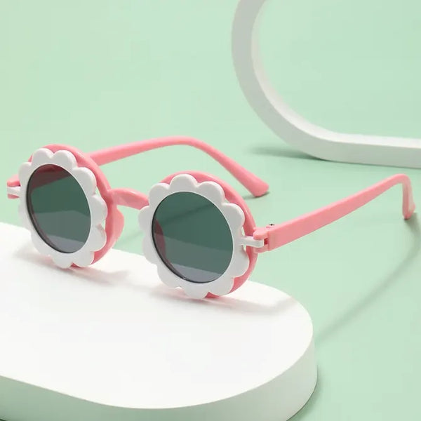 Boys & Girls Flip Up Designed Round Shape Ploarized UV Protection Sunglasses For 3 to 8 Years (Baby Pink,White)