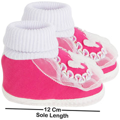 6 To 12 Months Baby Girls & Baby Boys Soft Cotton Cute Butterfly Booties (White, Pink)-SK139