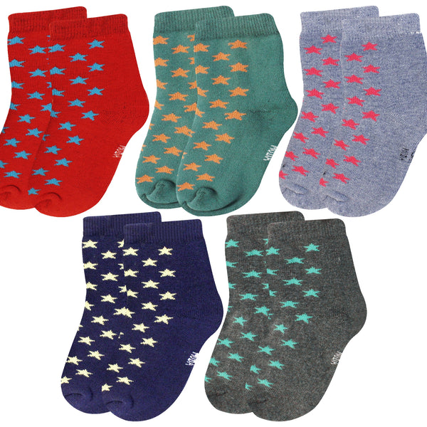 Boy's & Girl's 5 Pair Polka Dot Cotton Ankle Socks For 3 To 5 Years-SK726