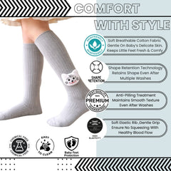 Unisex Cotton Grey Calf Length Kids Cartoon Long Cat Face Socks-SK1492andF05