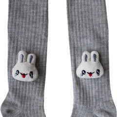Unisex Cotton Grey,White Calf Length Kids Cartoon Long Rabbit Face Socks-SK1492andF06