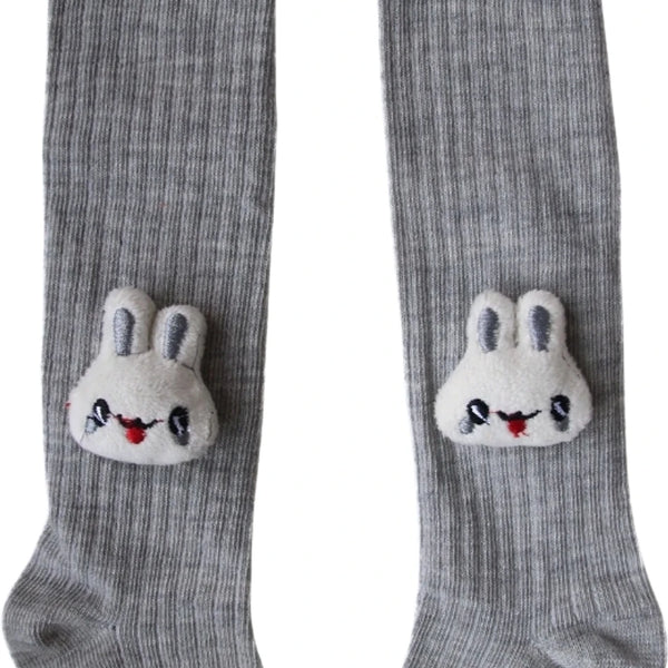 Unisex Cotton Grey,White Calf Length Kids Cartoon Long Rabbit Face Socks-SK1492andF06