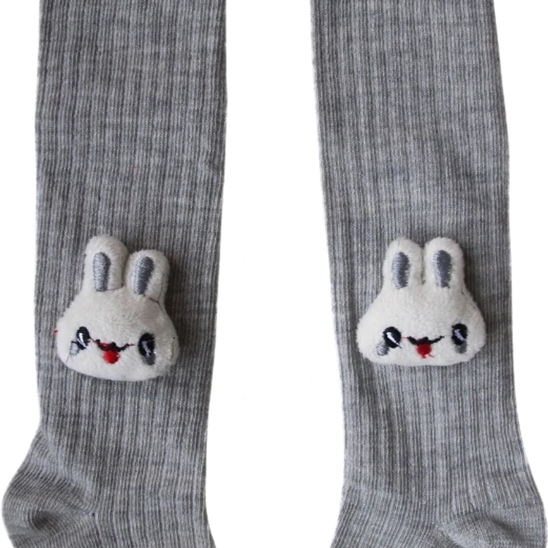 Unisex Cotton Grey,White Calf Length Kids Cartoon Long Rabbit Face Socks-SK1492andF06