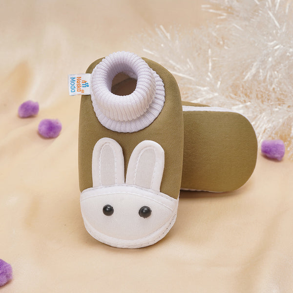 6 To 12 Months Baby Boys & Girls Cotton Pre-Walker Rabbit Face Booties (Mehendi Green)-BT2153