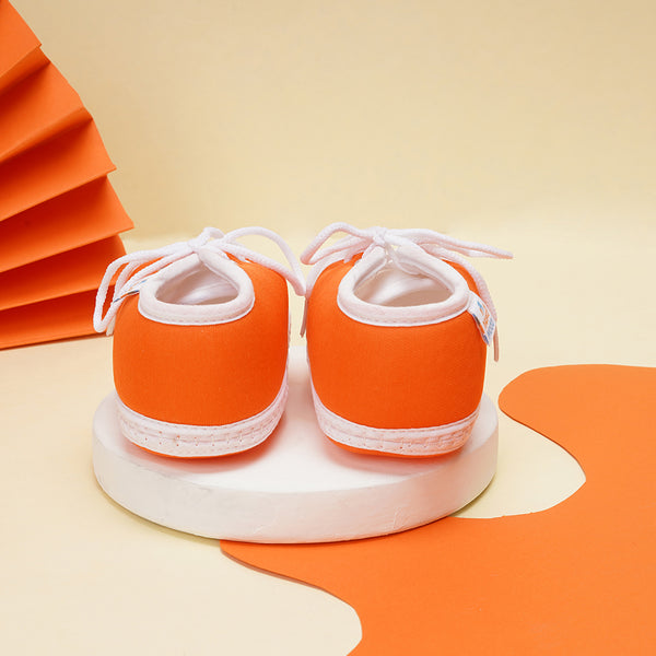 6 To 12 Months Baby Boys & Girls Soft Cotton Pre-Walker Lace Booties (White, Orange)-SK136