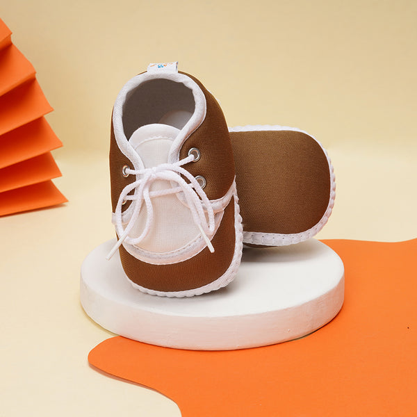 6 To 12 Months Baby Boys & Baby Girls Cotton Lace-up Solid Booties (Brown)-BT2160