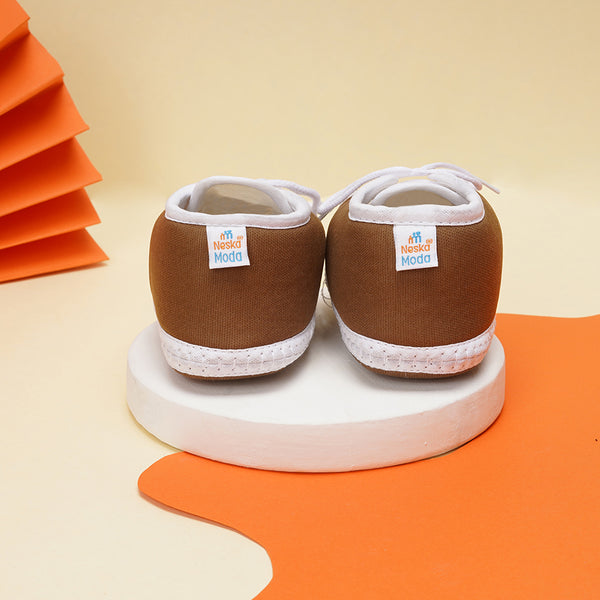 6 To 12 Months Baby Boys & Baby Girls Cotton Lace-up Solid Booties (Brown)-BT2160