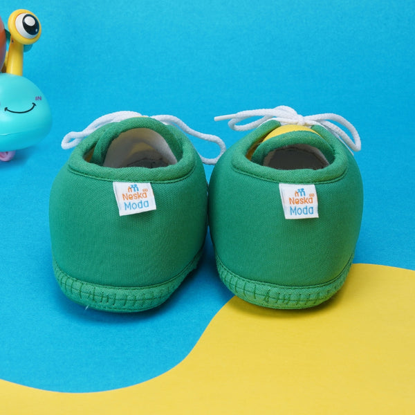6 To 12 Months Baby Boys & Baby Girls Cute Soft Cotton Pre-Walker Lace Booties (Green,Yellow)-BT4431