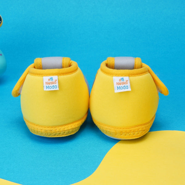6 To 12 Months Baby Girls & Baby Boys Soft Cotton Cute Butterfly Booties (Grey,Yellow)-BT4443