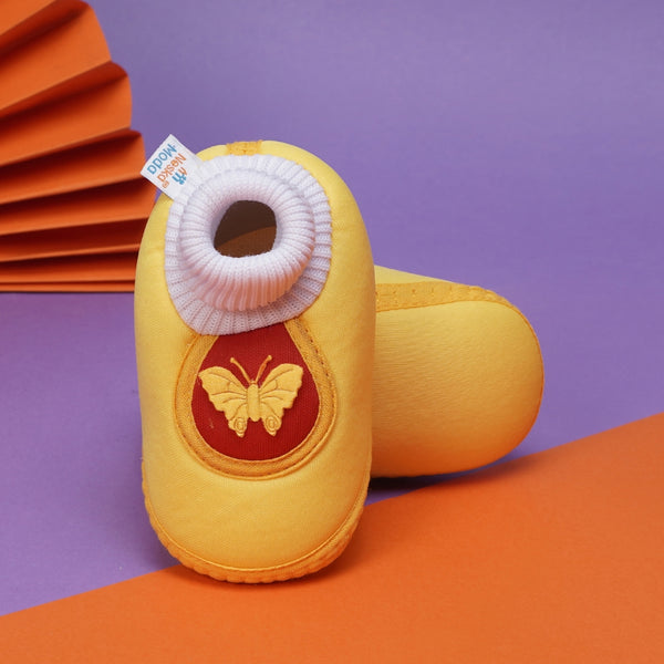 6 To 12 Months Baby Girls & Baby Boys Soft Cotton Cute Butterfly Booties (Yellow,Red)-BT4416