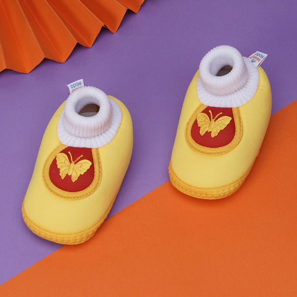 6 To 12 Months Baby Girls & Baby Boys Soft Cotton Cute Butterfly Booties (Yellow,Red)-BT4416