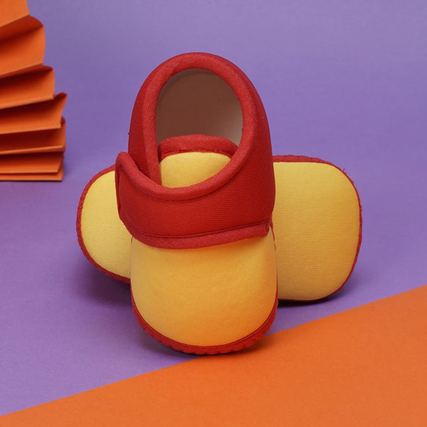 6 To 12 Months Baby Boys & Baby Girls Cute Soft Cotton Pre-Walker Sports Booties (Yellow,Red)-BT4435