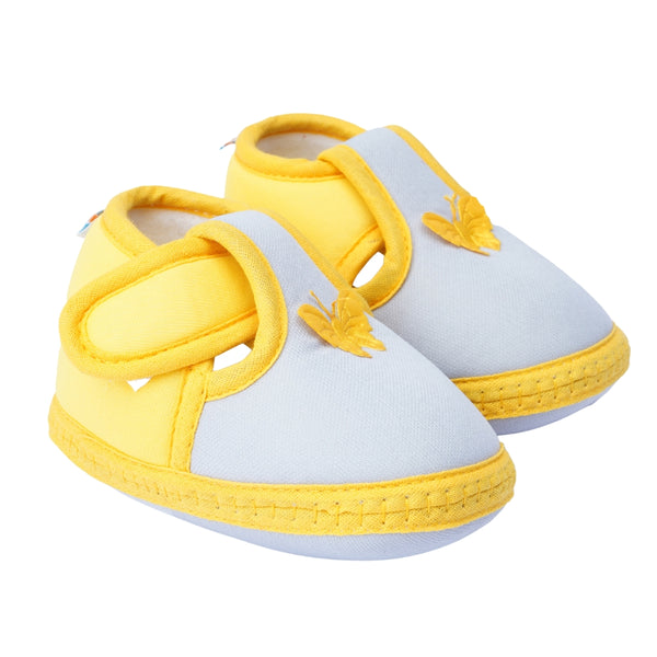 6 To 12 Months Baby Girls & Baby Boys Soft Cotton Cute Butterfly Booties (Grey,Yellow)-BT4443