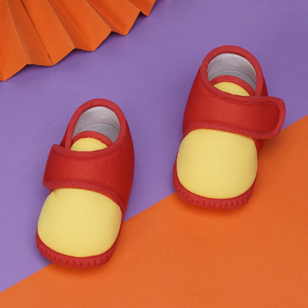 6 To 12 Months Baby Boys & Baby Girls Cute Soft Cotton Pre-Walker Sports Booties (Yellow,Red)-BT4435