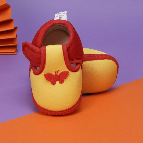 6 To 12 Months Baby Girls & Baby Boys Soft Cotton Cute Butterfly Booties (Yellow,Red)-BT4442