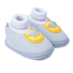 6 To 12 Months Baby Girls & Baby Boys Soft Cotton Cute Butterfly Booties (Grey,Yellow)-BT4417